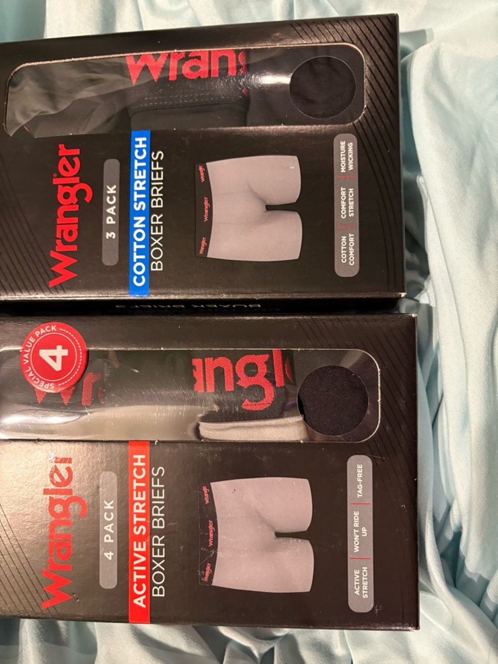 Wrangler Men’s Black & Gray Cotton Boxer Briefs - 4 Pack & 3 Pack  NWT Medium